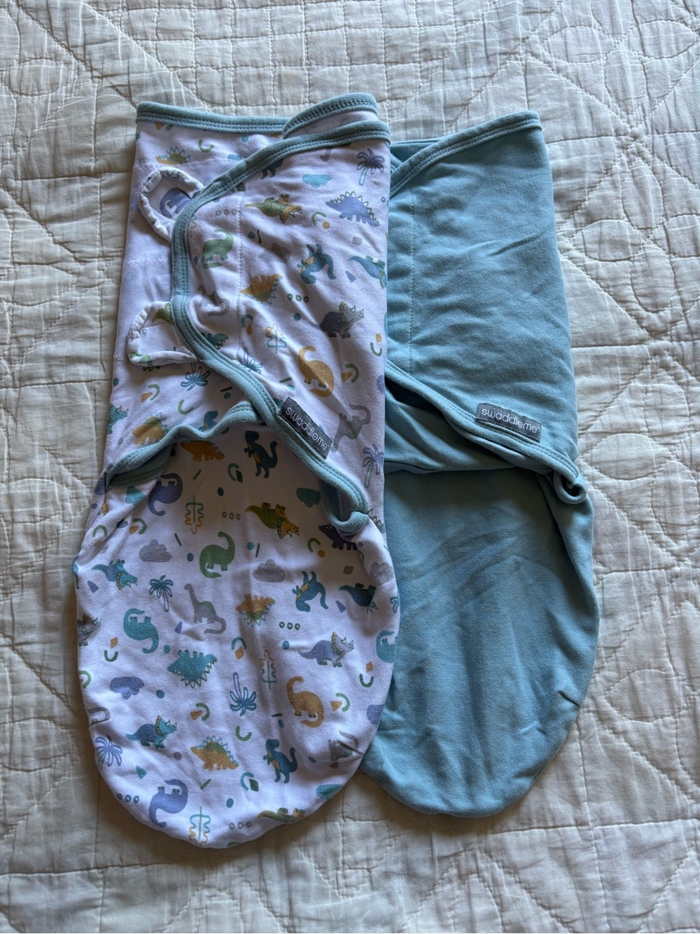 SwaddleMe Blue Solid & Dino Print Sleep Sacks
